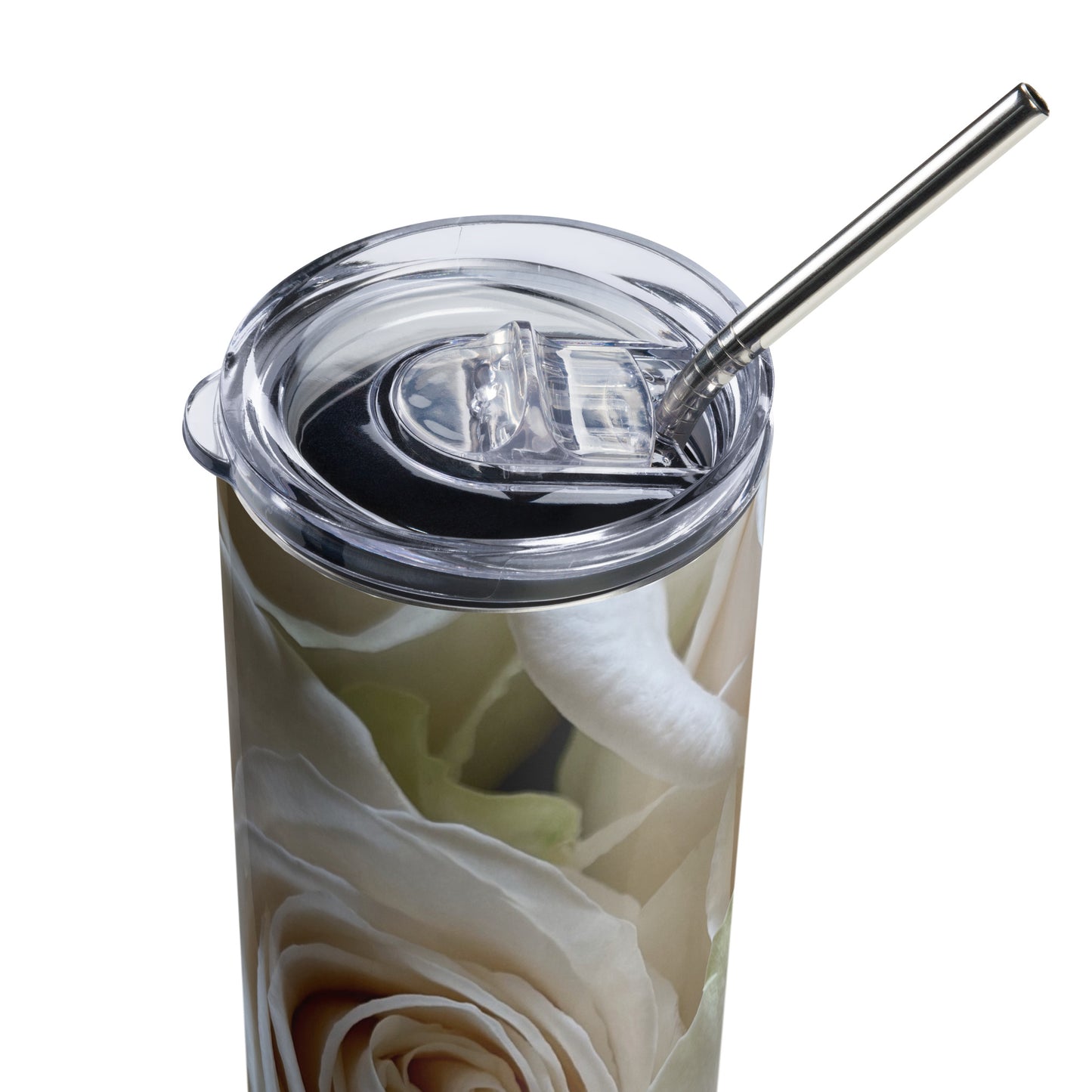 White Rose Stainless steel tumbler