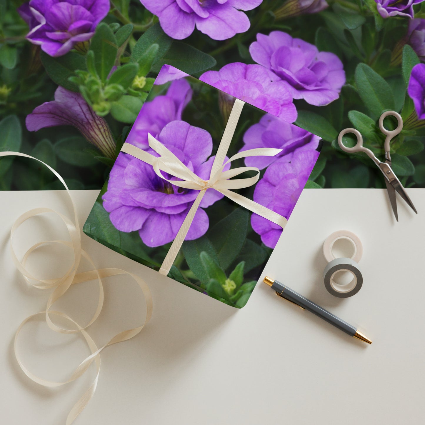 Purple Petunias Wrapping paper sheets