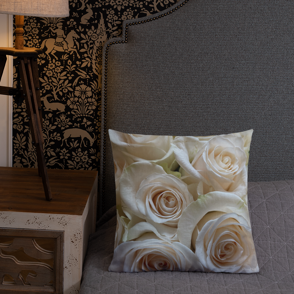White roses Premium Pillow