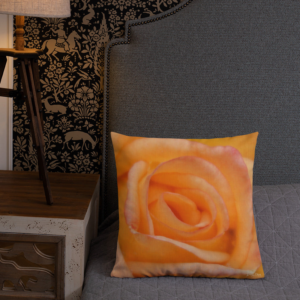 Rose Orange Delight Premium Pillow with White Back