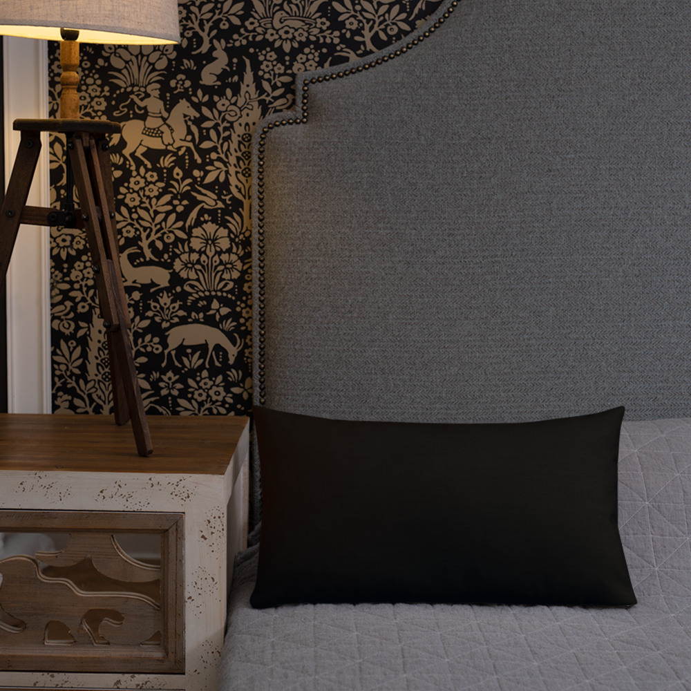 Blue Plumbago Premium Pillow 'Grateful' with Black Back