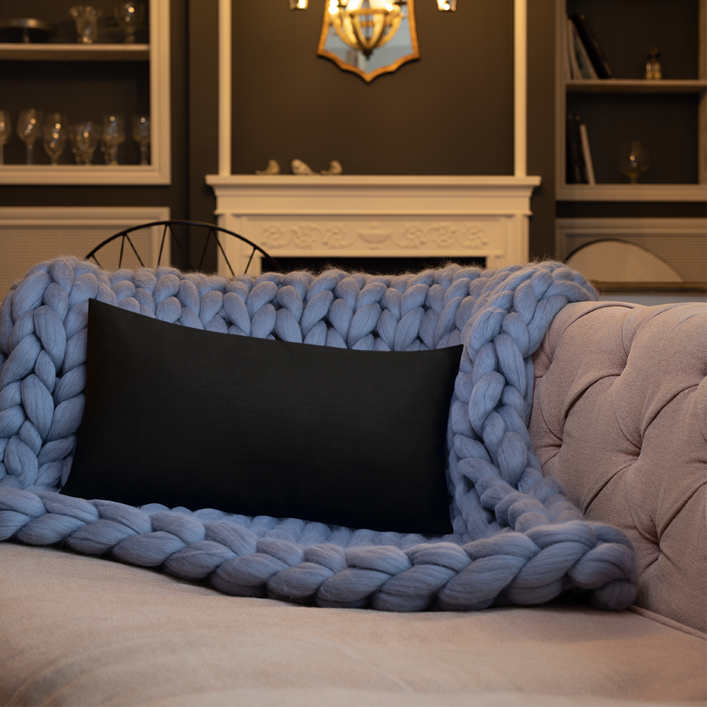 Blue Plumbago Premium Pillow 'Grateful' with Black Back