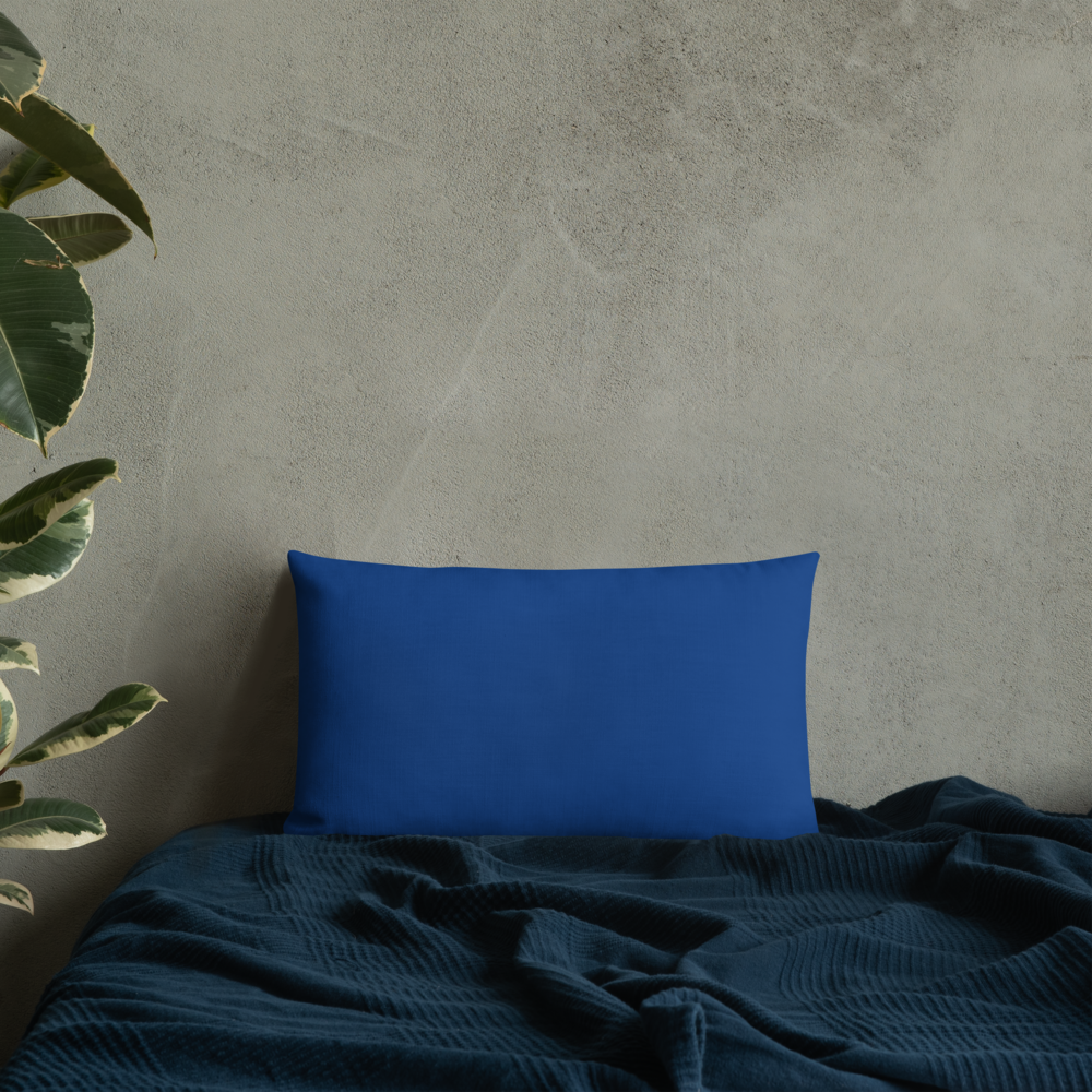 Blue Plumbago Premium Pillow with blue back