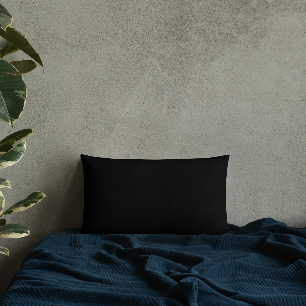 Blue Plumbago Premium Pillow 'Grateful' with Black Back