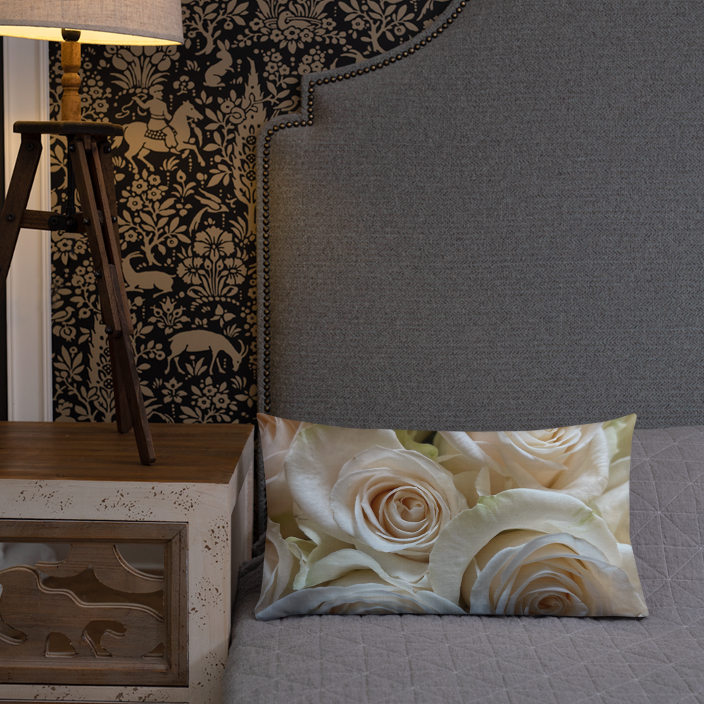 White Roses Premium Pillow with White Back