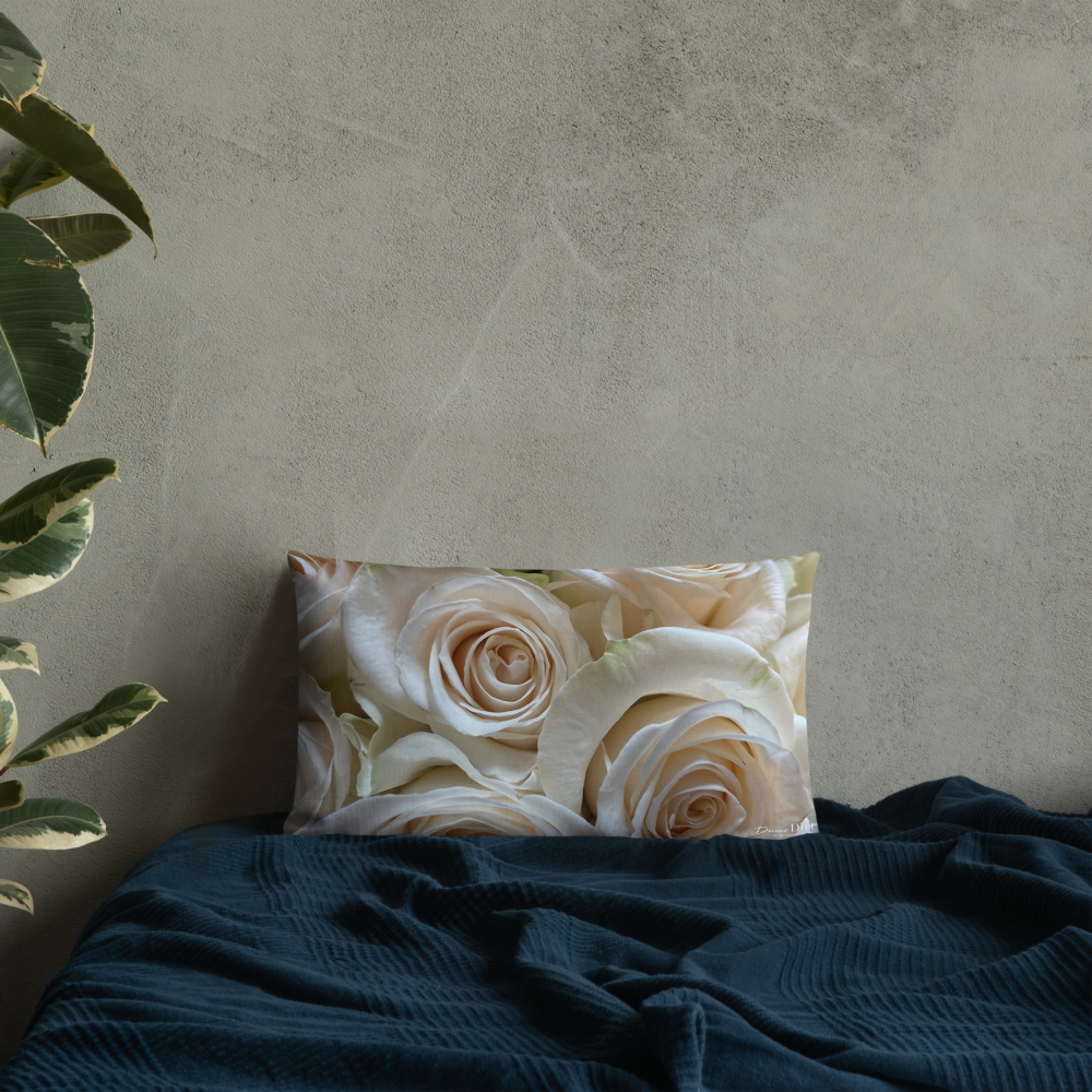 White Roses Premium Pillow with White Back