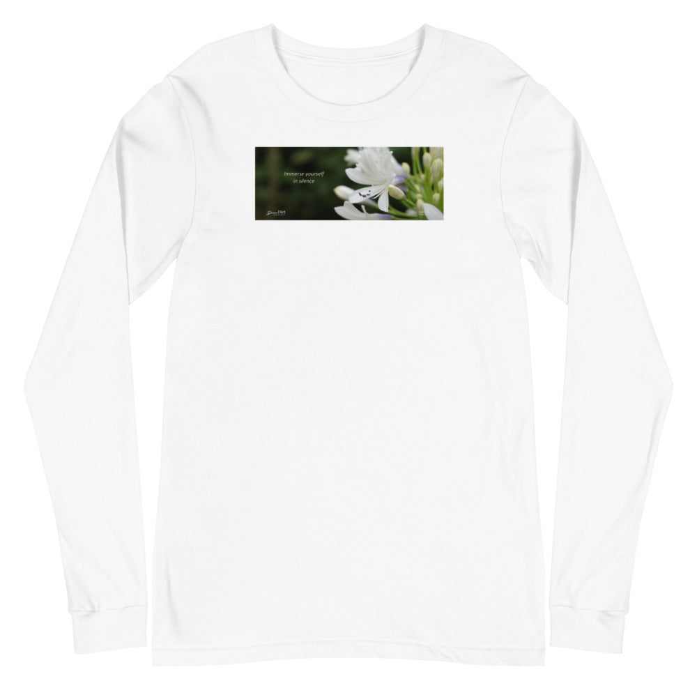 Agapanthus-Indigo Frost. “Immerse yourself in silence”. Unisex Long Sleeve Tee