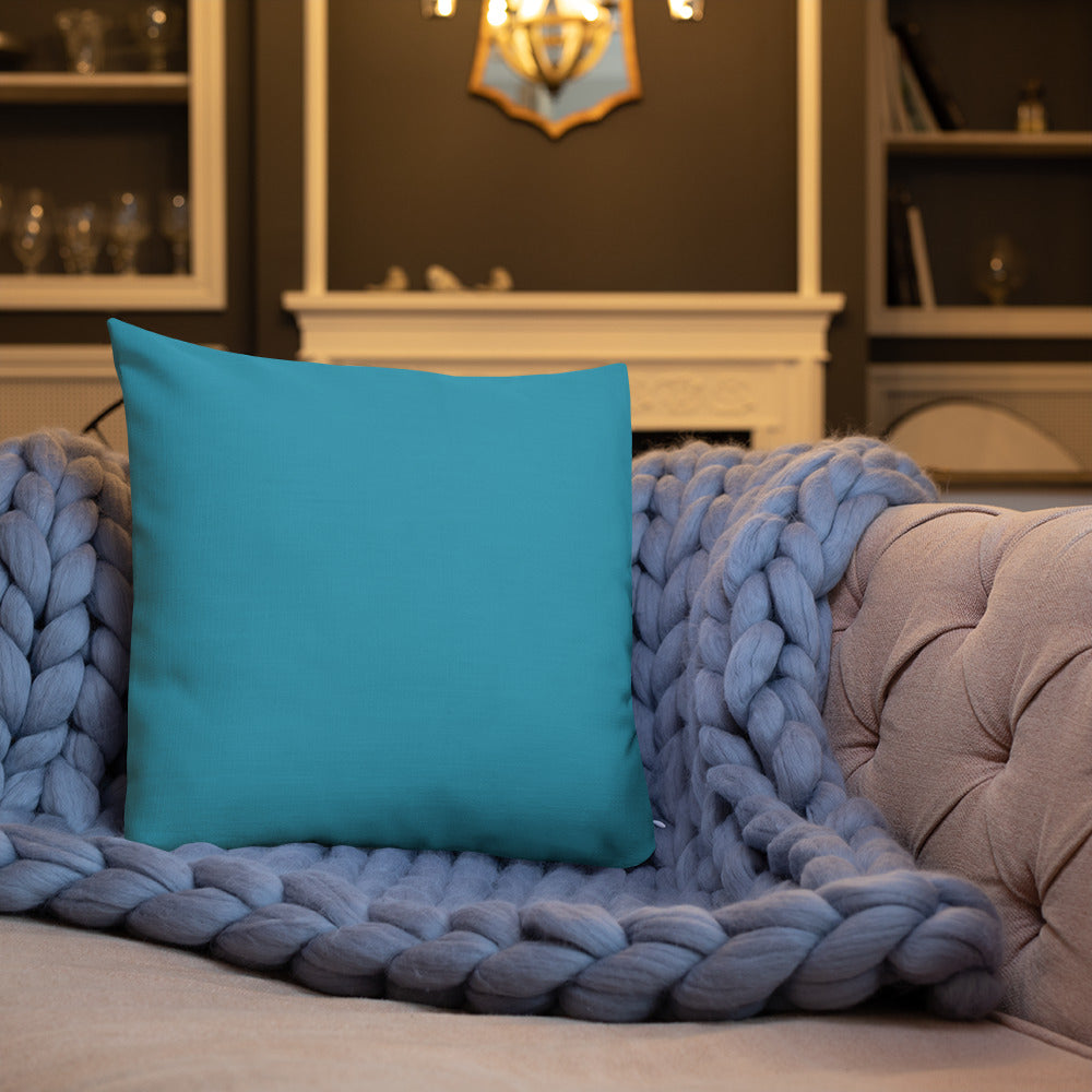 Yellow Kalanchoe Premium Pillow with Teal Back