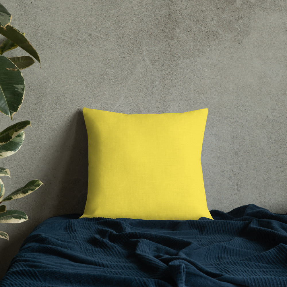 Pink Oxalis-Sedum Premium Pillow with Yellow Back
