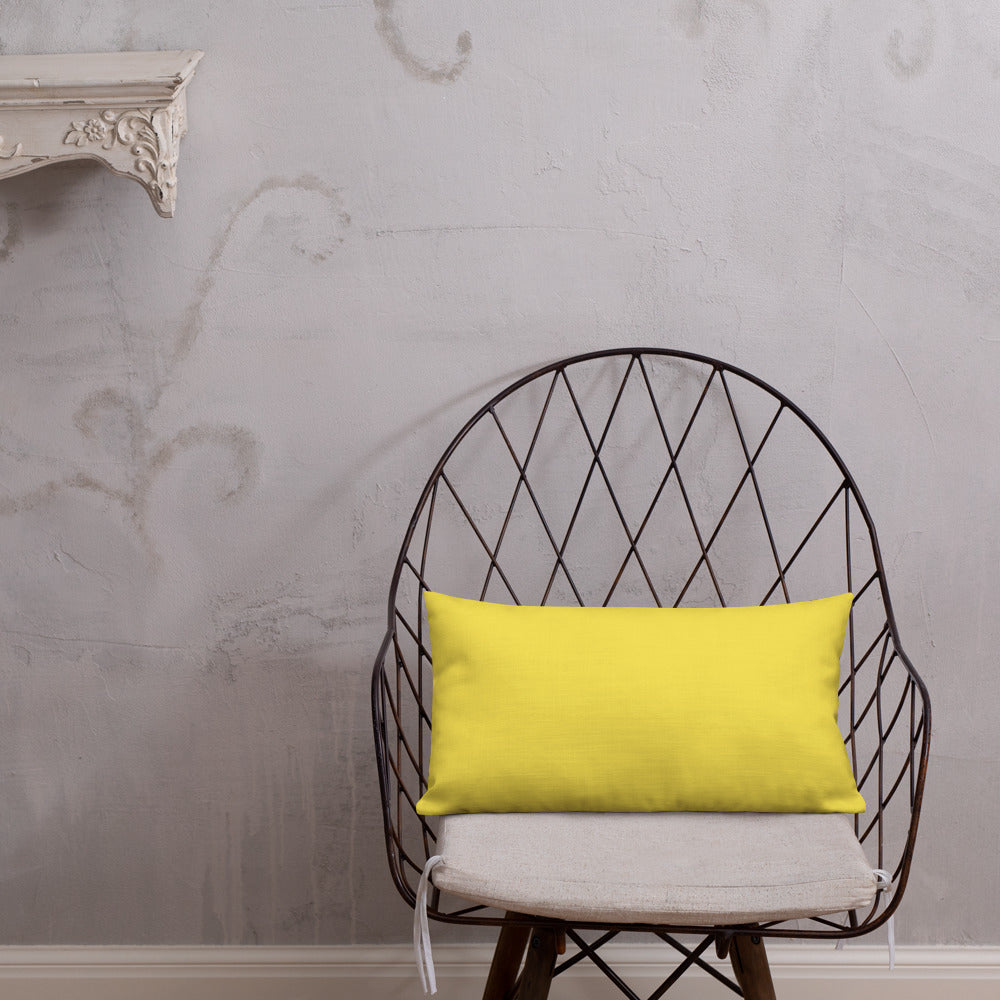Pink Oxalis & Sedum Premium Pillow with Yellow Back