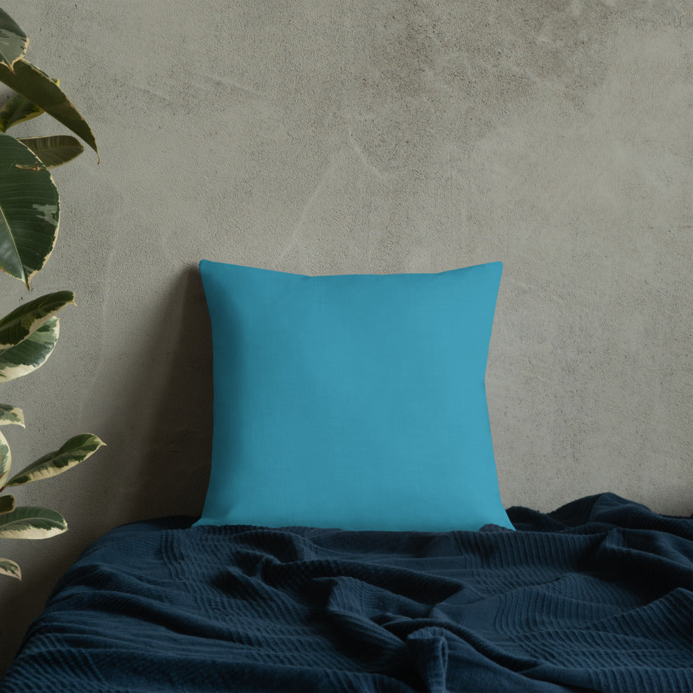 Yellow Kalanchoe Premium Pillow-Teal Back