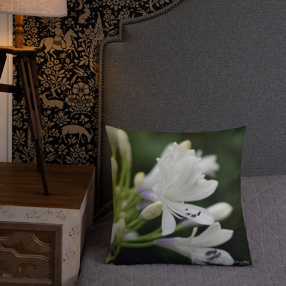 Agapanthus 'indigo Frost' Premium Pillow with White Back