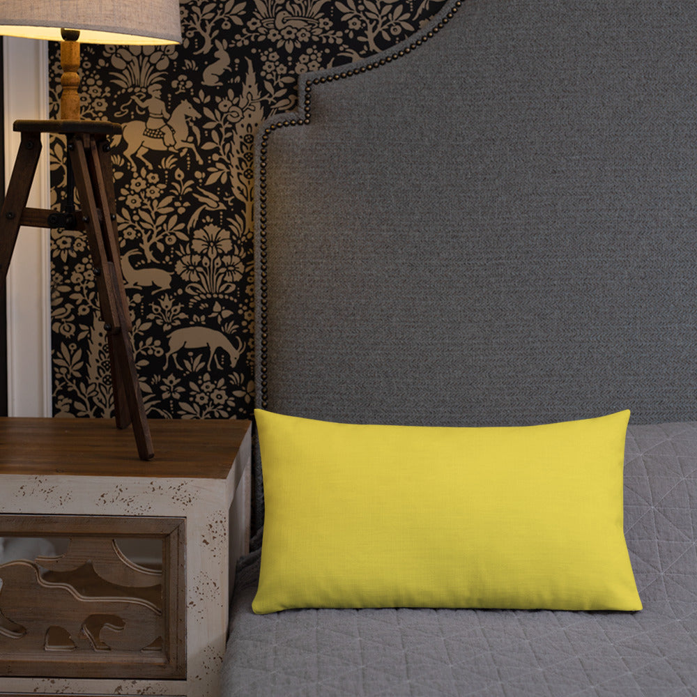 Pink Oxalis & Sedum Premium Pillow with Yellow Back