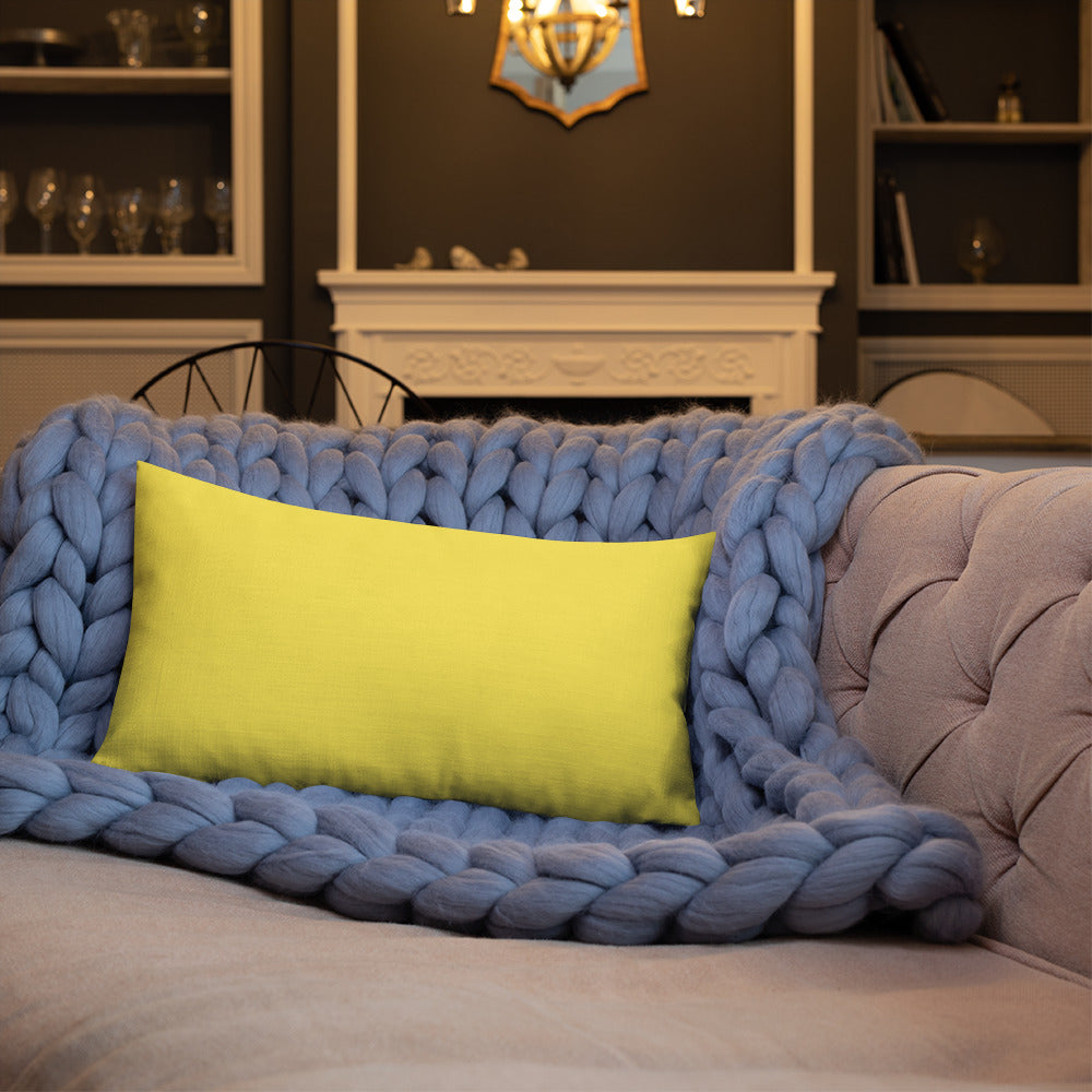 Pink Oxalis & Sedum Premium Pillow with Yellow Back
