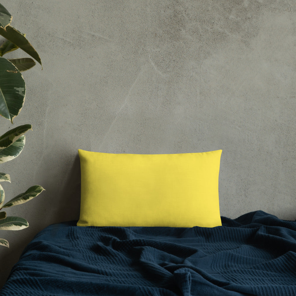 Pink Oxalis & Sedum Premium Pillow with Yellow Back