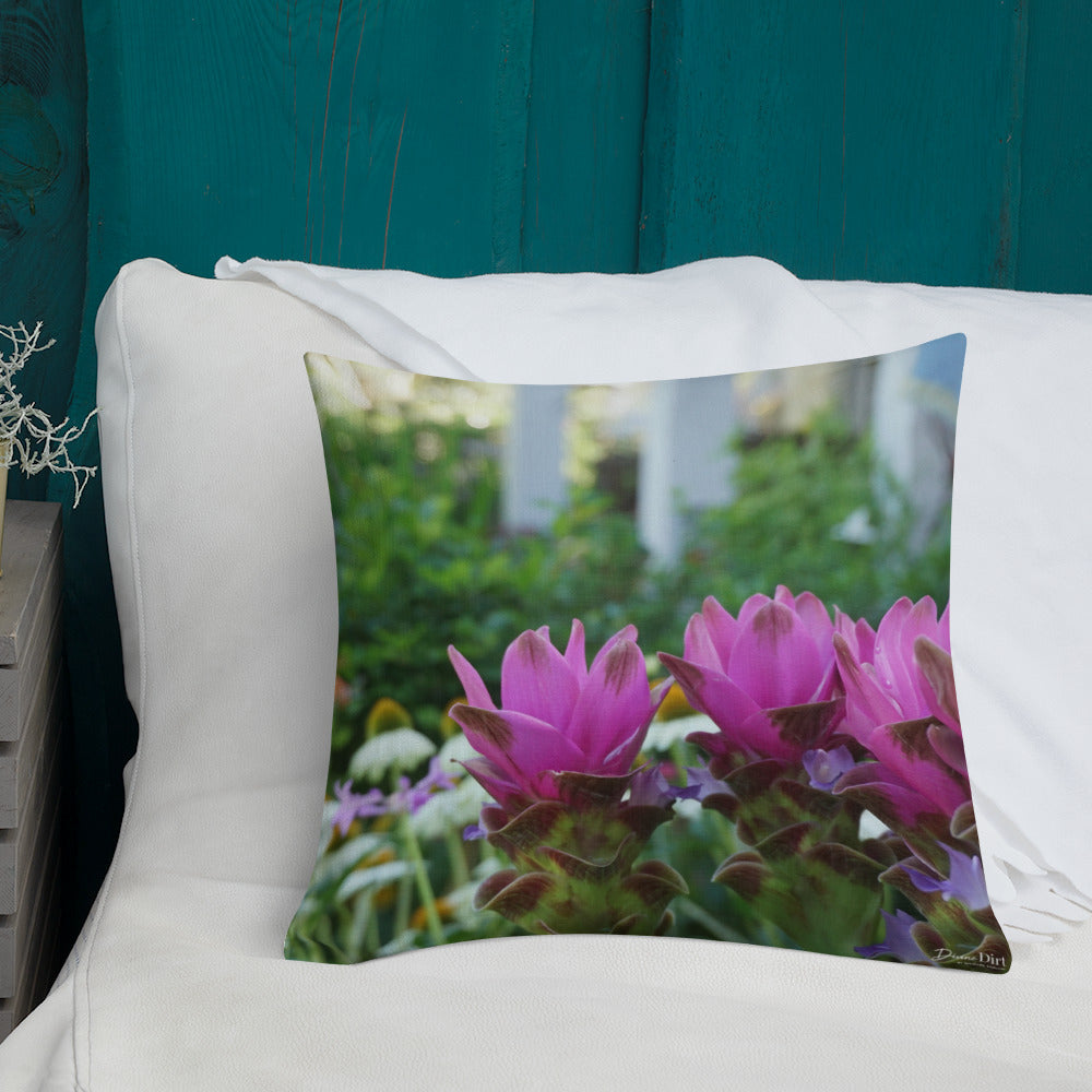 Siam Tulips Premium Pillow with White Back