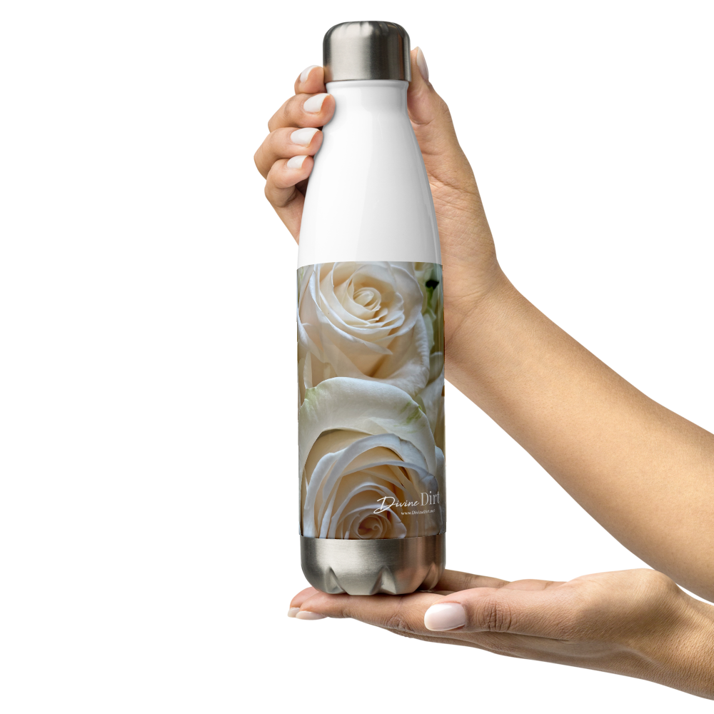 White Roses Stainless Steel Water Bottle