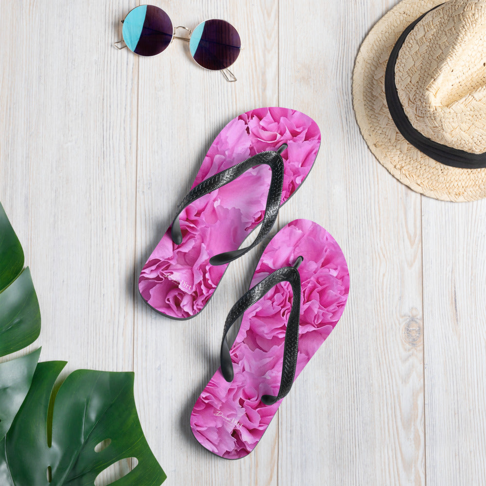 Pink Carnations Flip-Flops 'Happy'