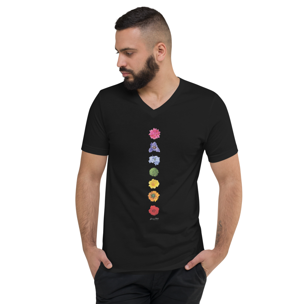 7 Energy Centers_Unisex Short Sleeve V-Neck T-Shirt_Black