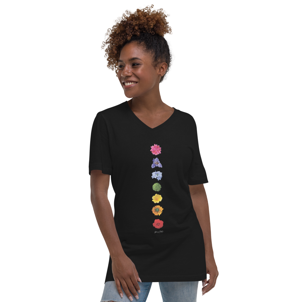 7 Energy Centers_Unisex Short Sleeve V-Neck T-Shirt_Black