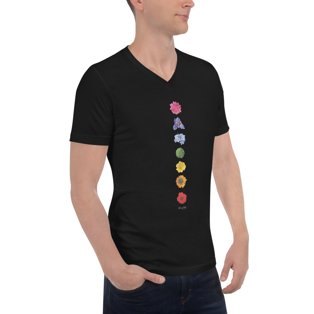 7 Energy Centers_Unisex Short Sleeve V-Neck T-Shirt_Black