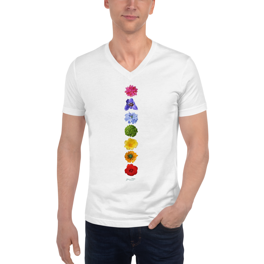 White V Neck Energy Centers Unisex T-shirt