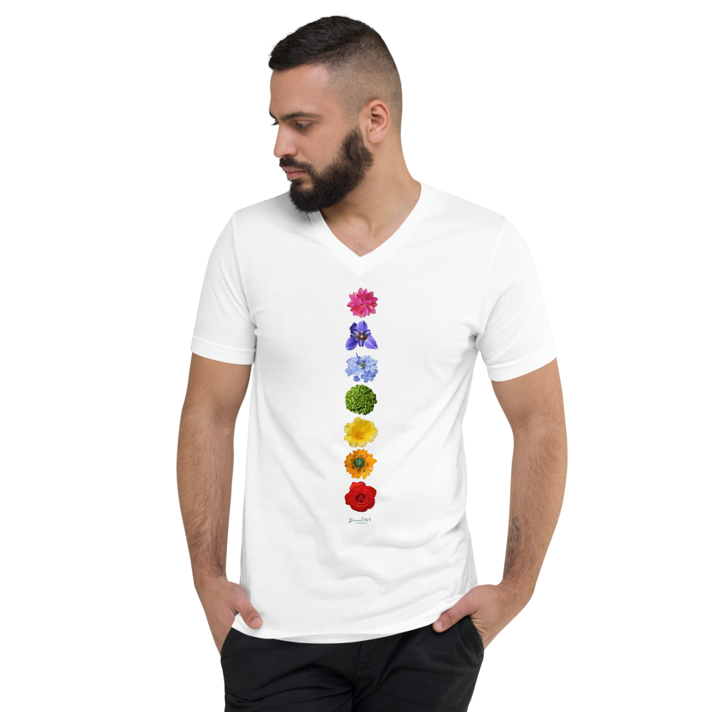White V Neck Energy Centers Unisex T-shirt
