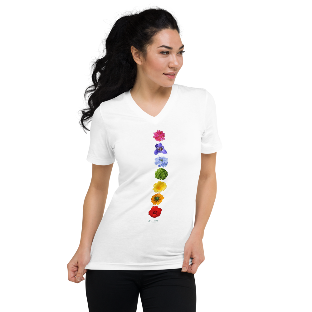 White V Neck Energy Centers Unisex T-shirt