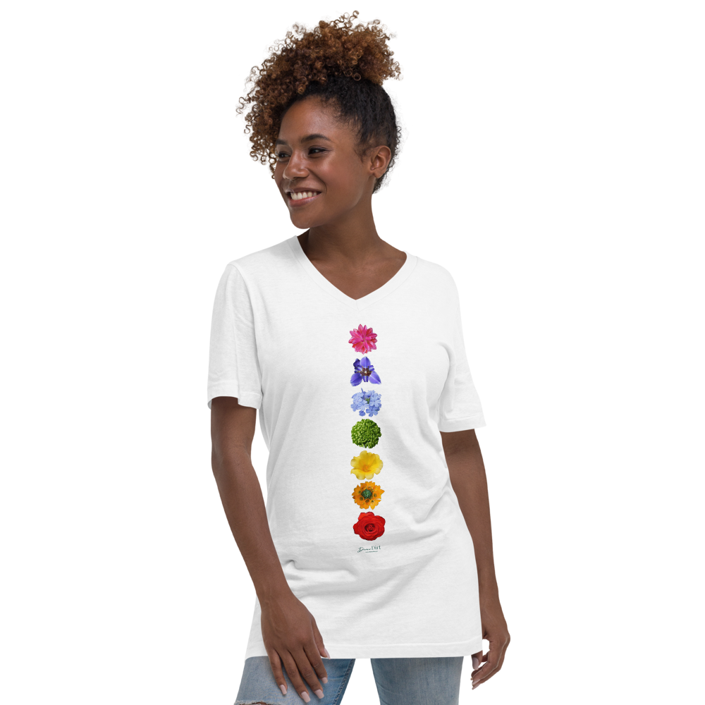 White V Neck Energy Centers Unisex T-shirt