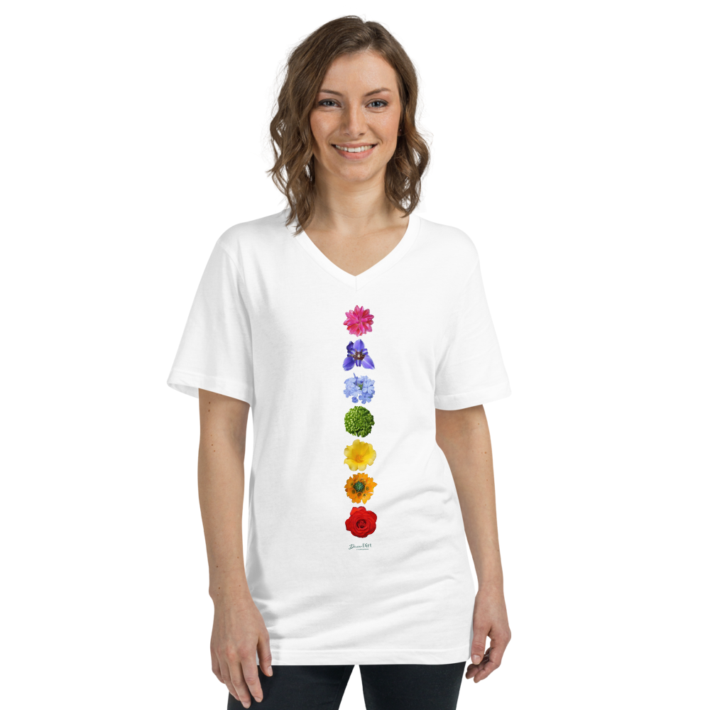 White V Neck Energy Centers Unisex T-shirt