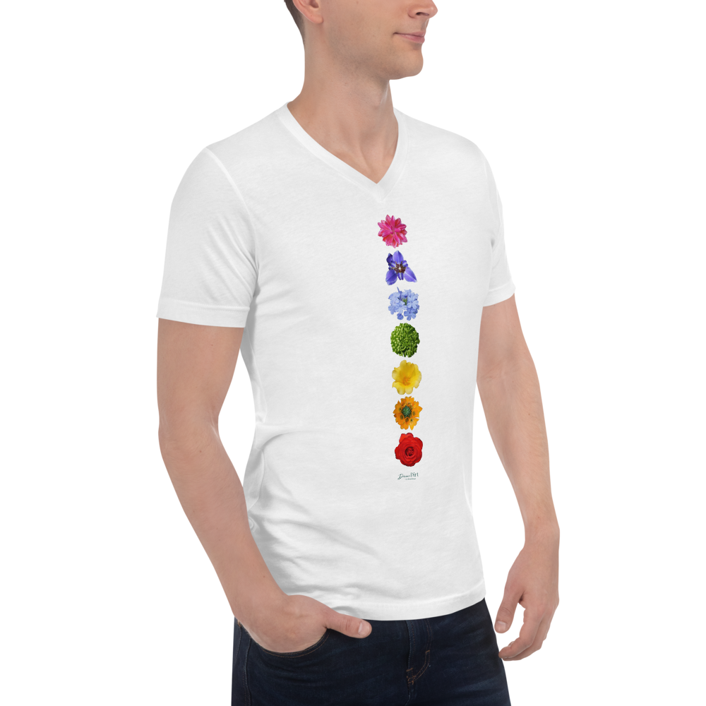 White V Neck Energy Centers Unisex T-shirt
