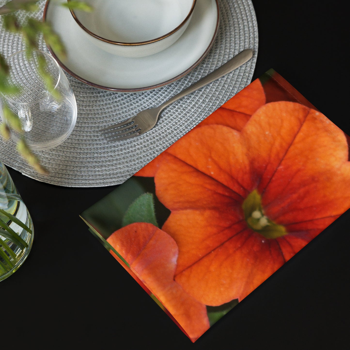 Orange petunias Cloth napkin set