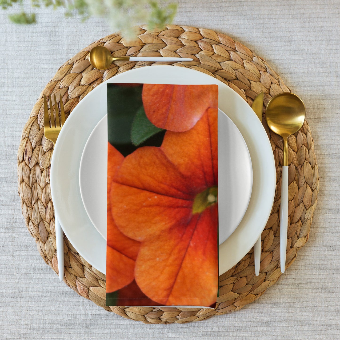 Orange petunias Cloth napkin set