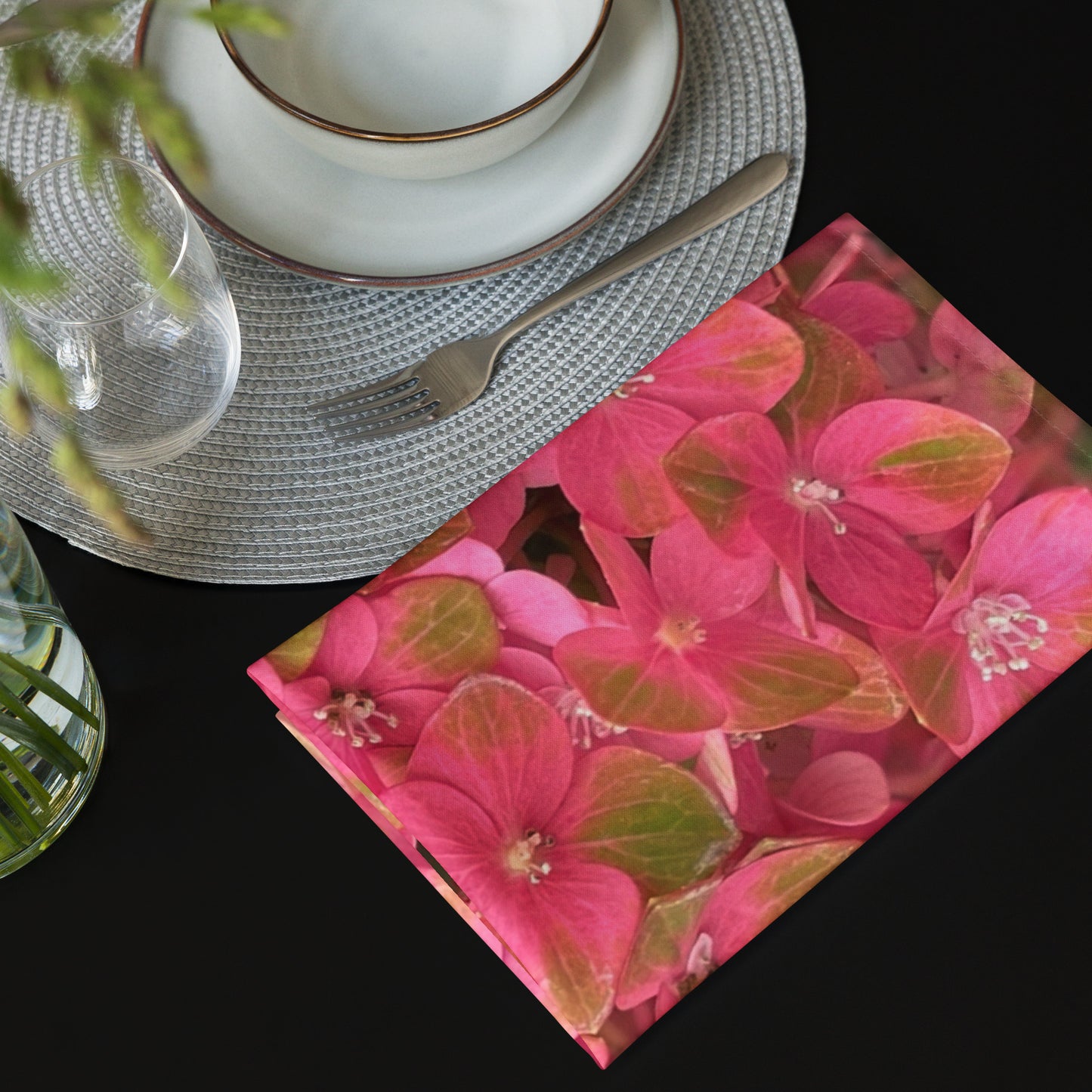 Pink Hydrangea Cloth napkin set