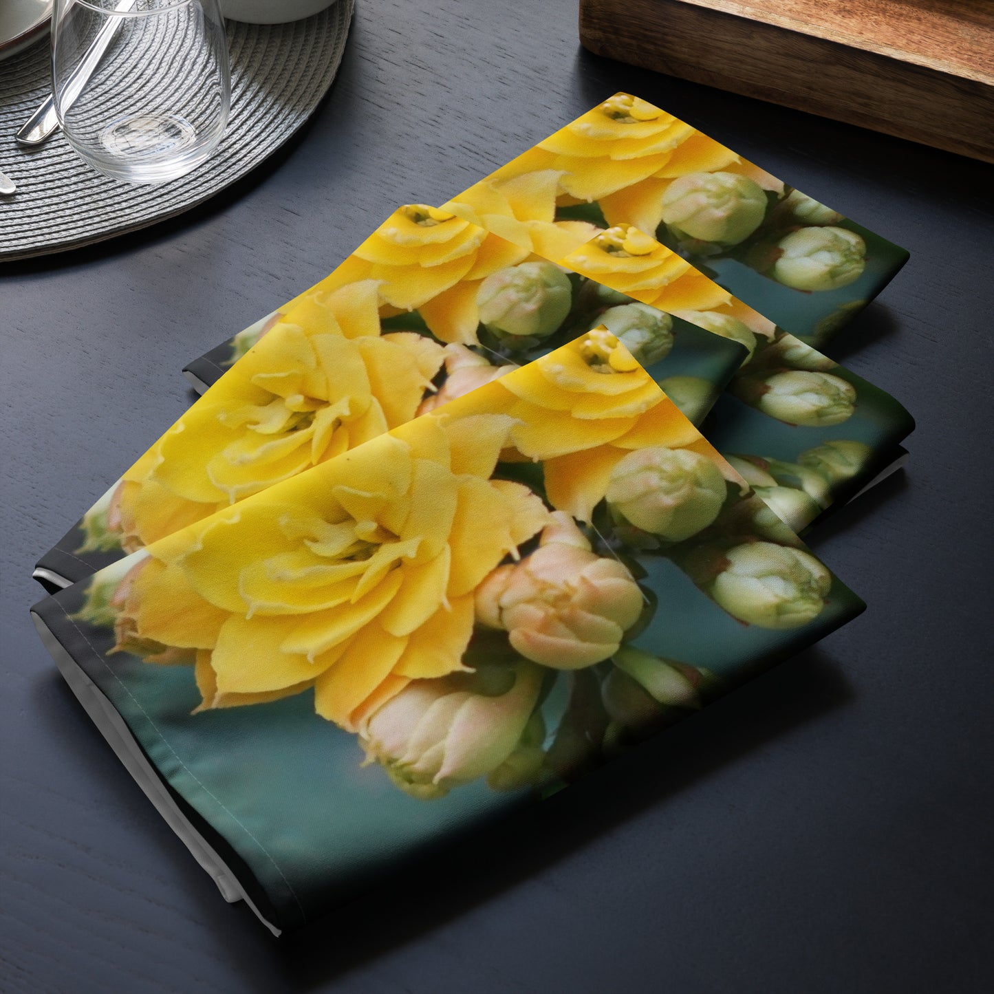 Yellow Kalanchoe Cloth napkin set