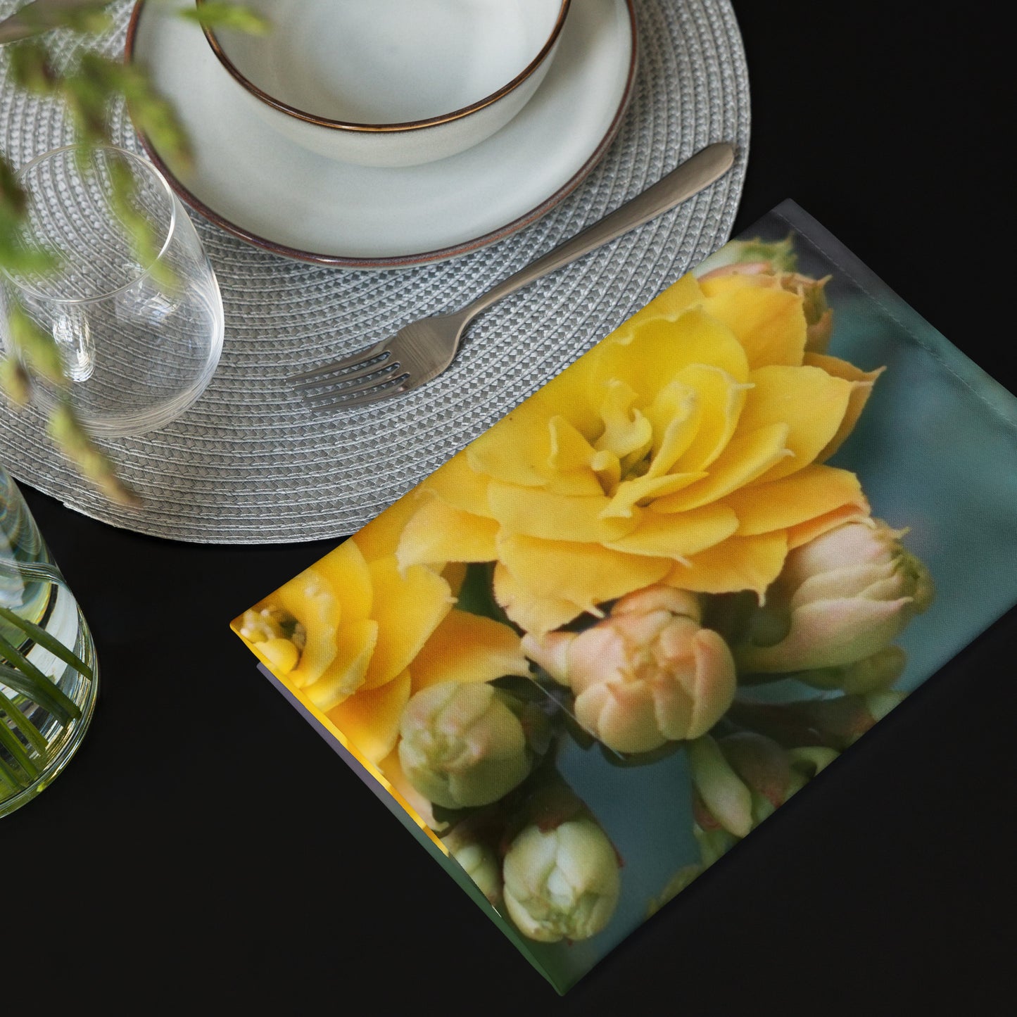 Yellow Kalanchoe Cloth napkin set