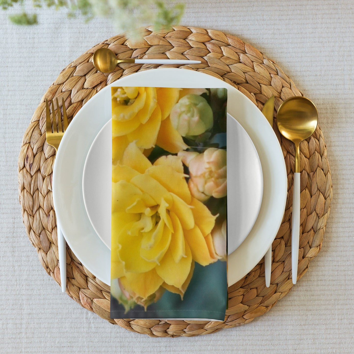 Yellow Kalanchoe Cloth napkin set