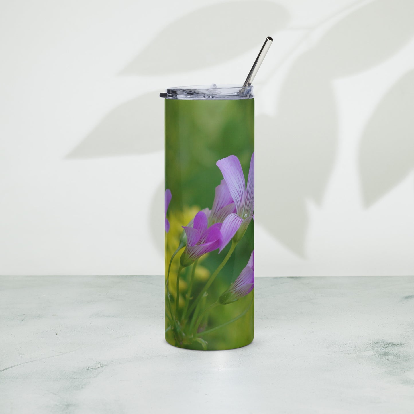 Pink Oxalis Stainless steel tumbler