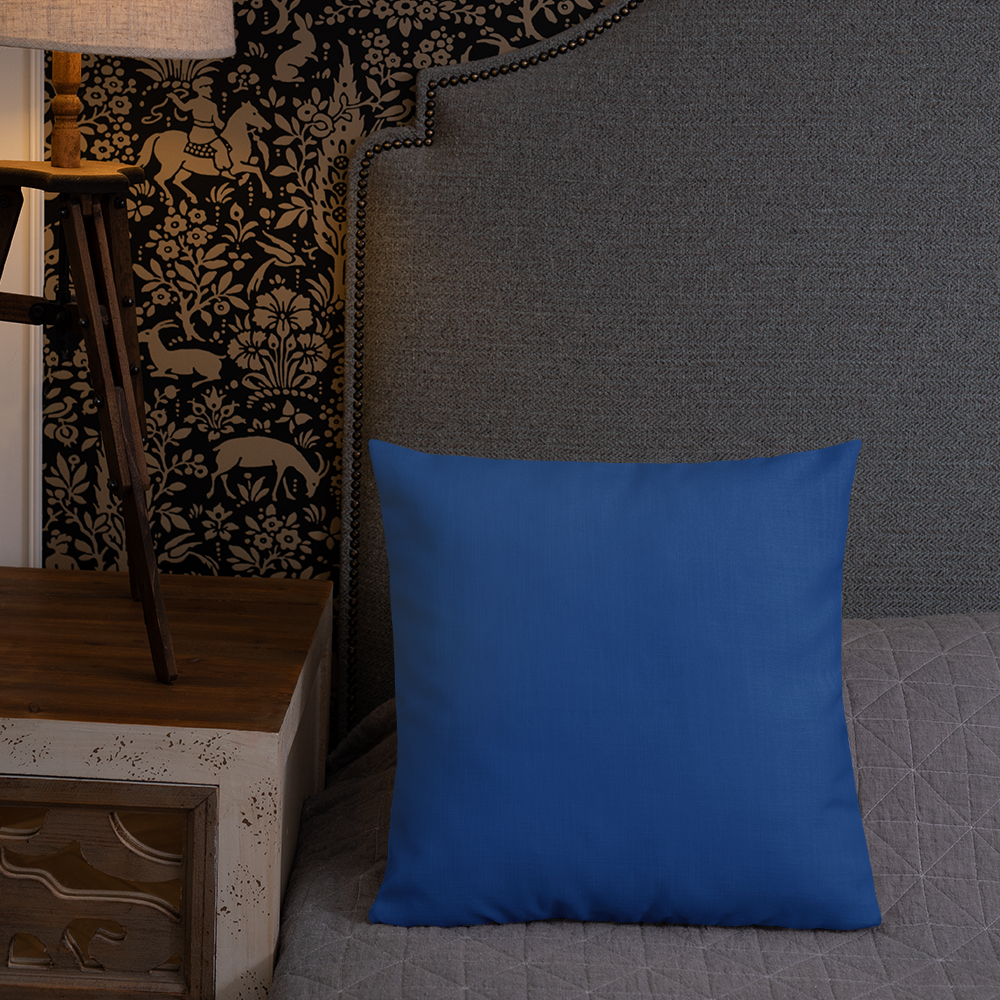 Blue Plumbago Premium Pillow with blue back