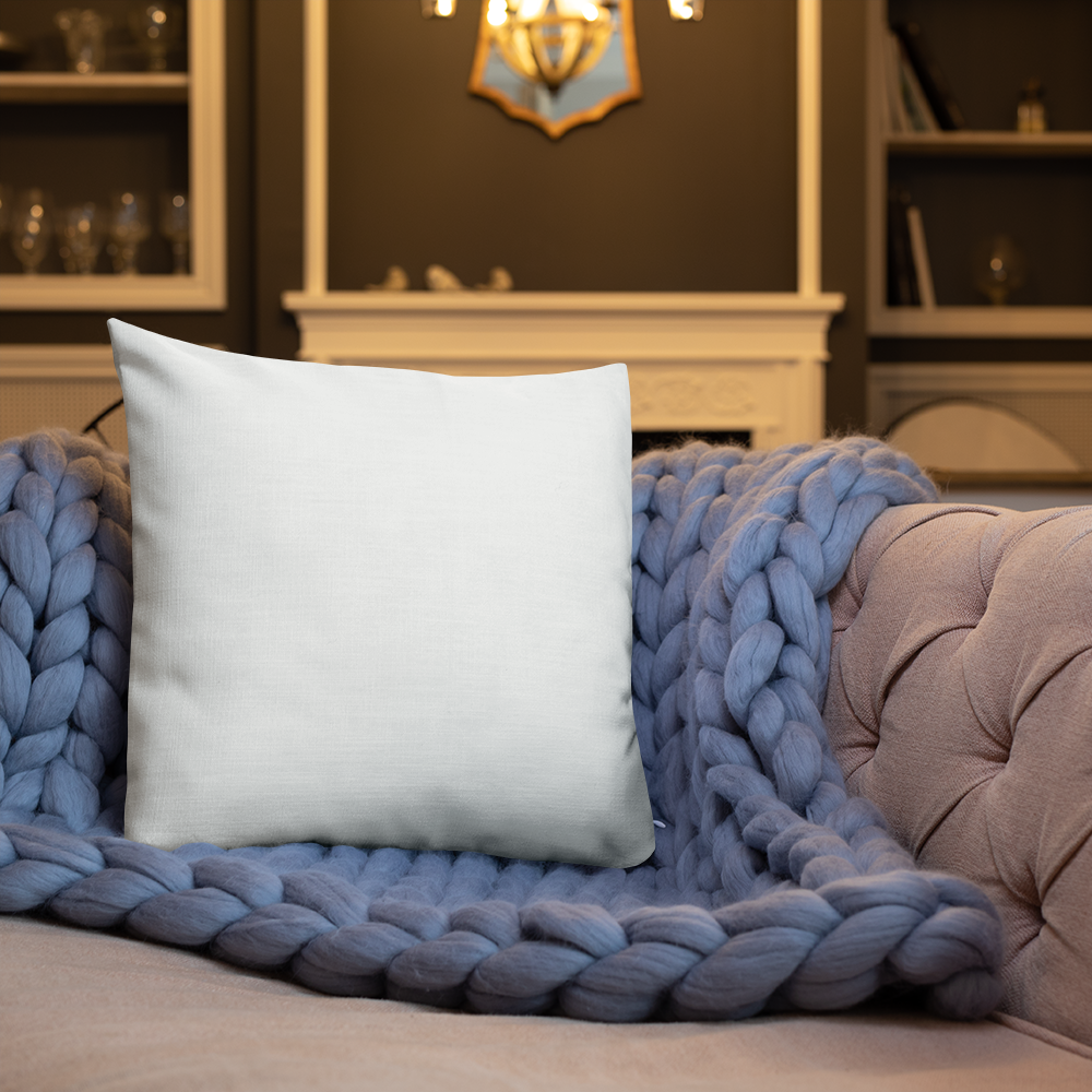 Blue Plumbago Premium Pillow with White Back