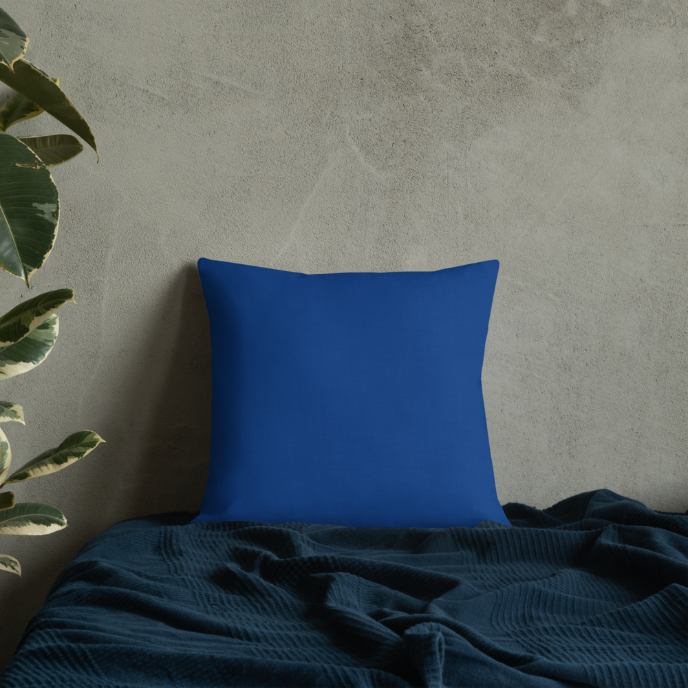 Blue Plumbago Premium Pillow with blue back