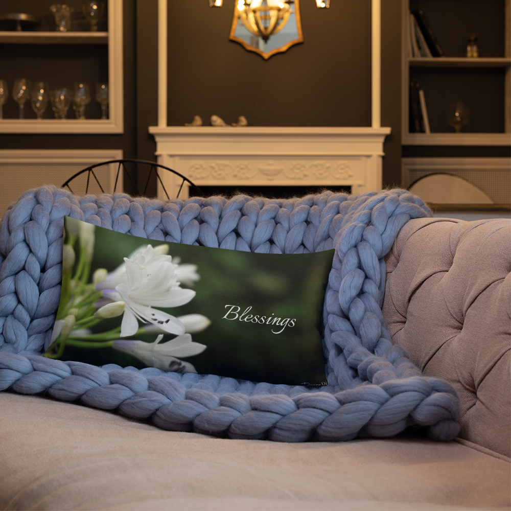 White Agapanthus Premium Pillow 'Blessings'