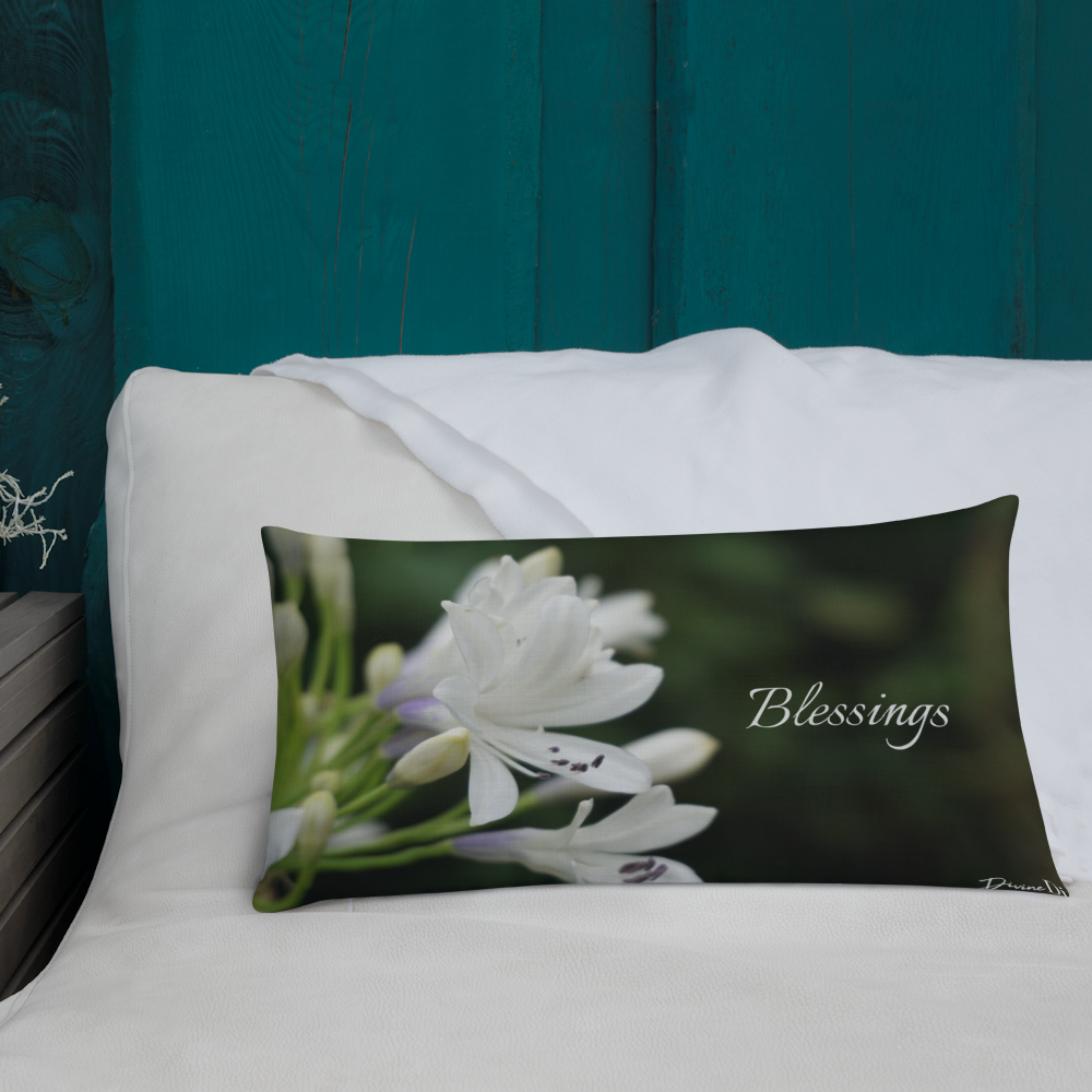 White Agapanthus Premium Pillow 'Blessings'