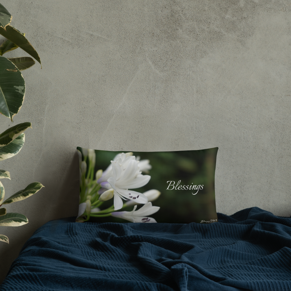 White Agapanthus Premium Pillow 'Blessings'