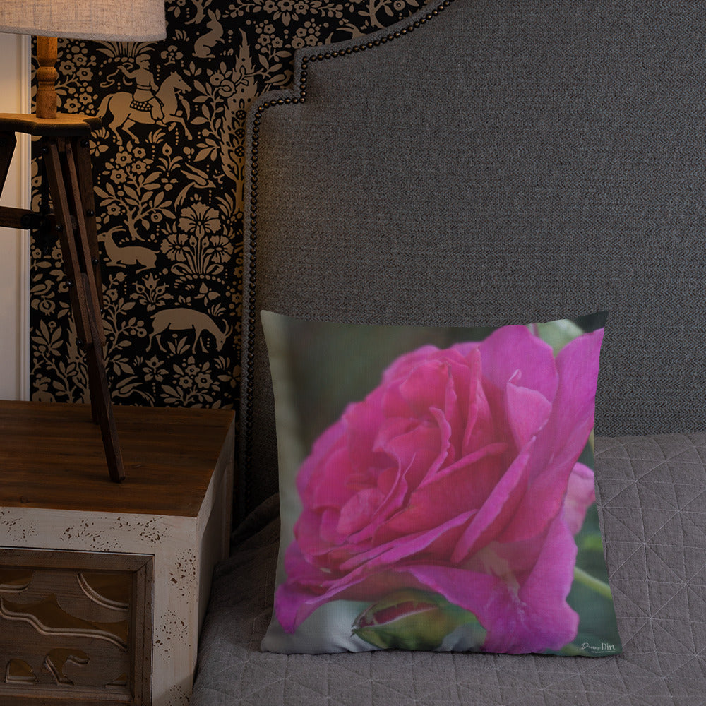 Brindabella Rose "Purple Prince"  Premium Pillow-Light Grey Back