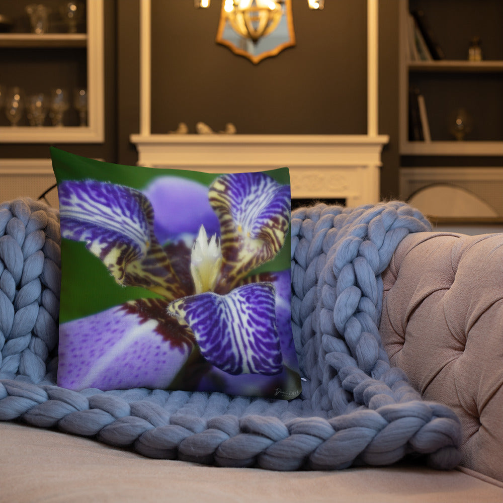 Purple Brazilian Iris Premium Pillow with White Back