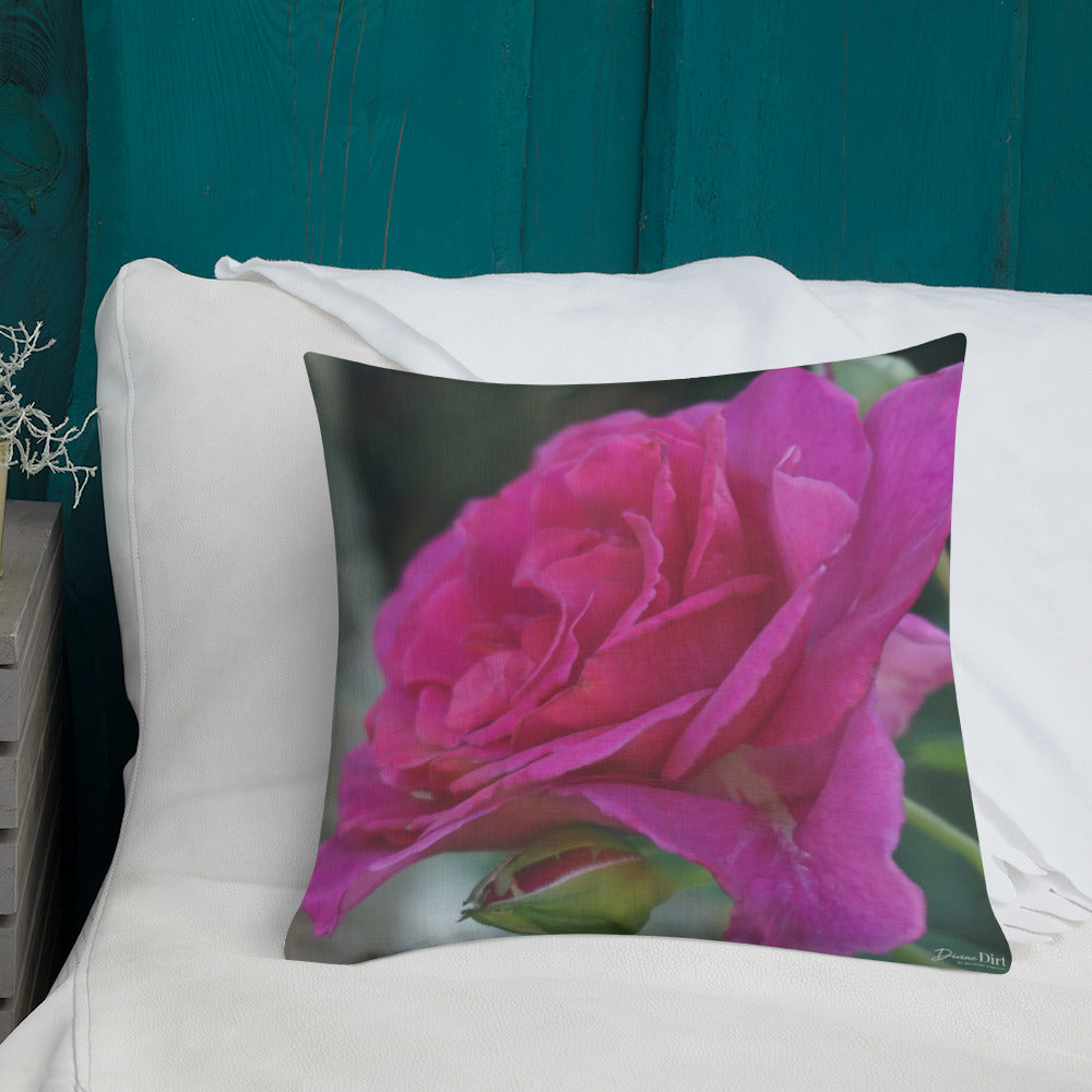 Brindabella Rose "Purple Prince"  Premium Pillow-Light Grey Back