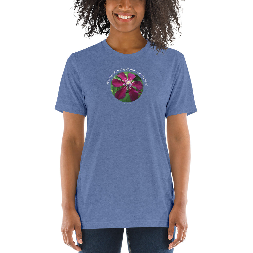 Tune into the feeling of your dream fulfilled_Bella Canva Tri Blend Short sleeve t-shirt