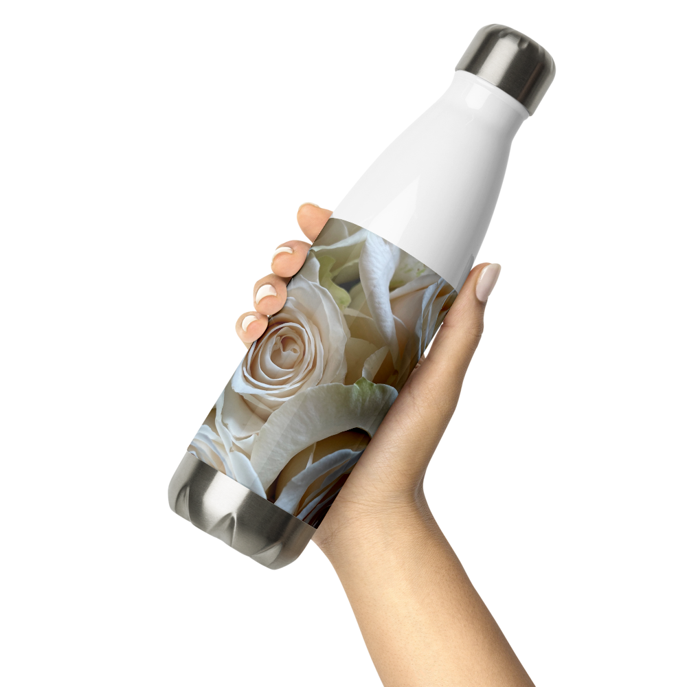 White Roses Stainless Steel Water Bottle