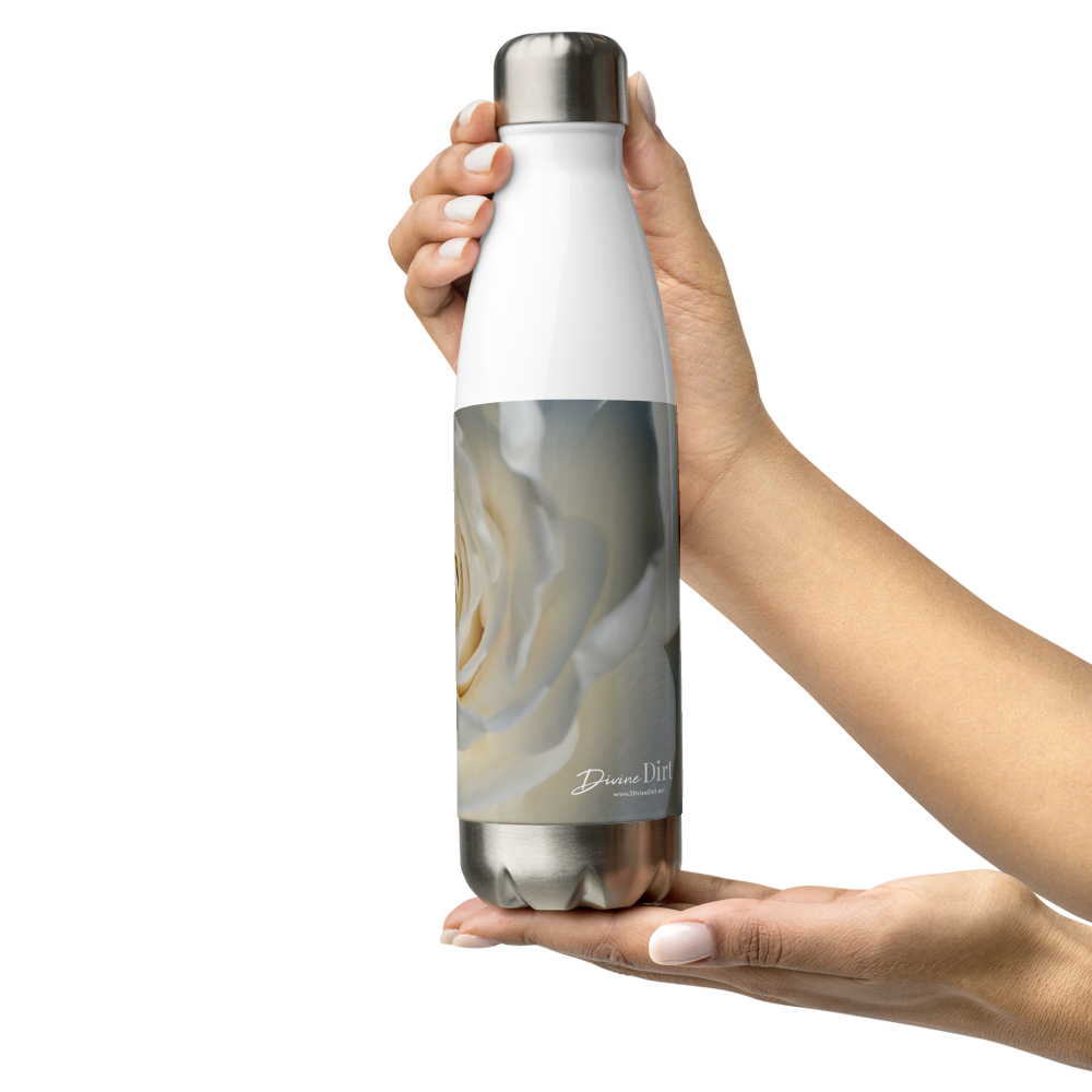 White Gardenia Stainless Steel Water Bottle